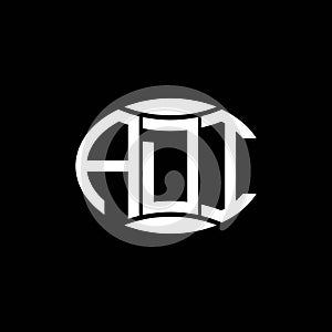 ADI abstract monogram circle logo design on black background. ADI Unique creative initials letter logo