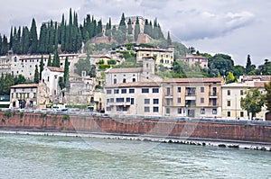 The Adige River Embankment in Verona, Italy