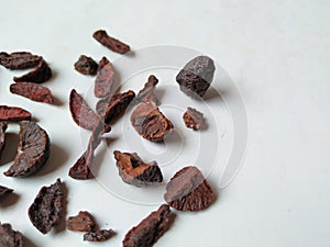 Adike or Areca Slices texture and pattern  on white background