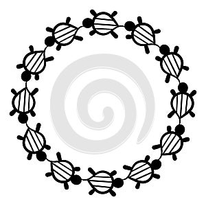 Adinkra Denkyem symbol frame, crocodile, adaptability symbol. Round vector illustration with ancient tribal ethnic symbols