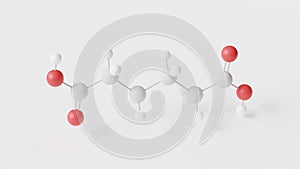 adipic acid molecule 3d, molecular structure, ball and stick model, structural chemical formula food additive e355 photo