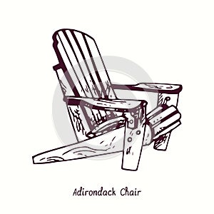 Adirondack Chair. Ink black and white doodle drawing photo