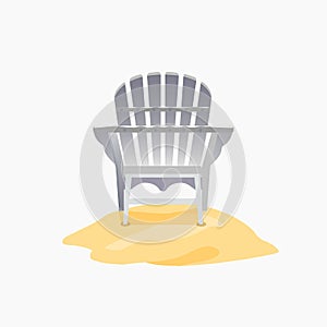 Adirondack chair standing on the yellow sand