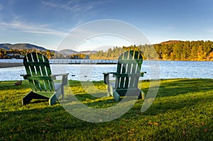 Adirondack Chairs in front of a Lake