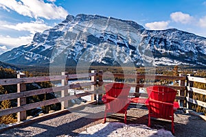 Adirondack Chairs Overlooking Banff Mountains