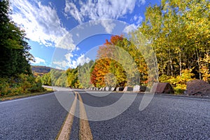 Adirondack Mountain Road and Trees in Autumn