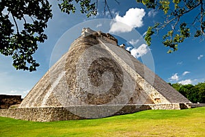 Adivino pyramid in Uxmal, Mexico photo