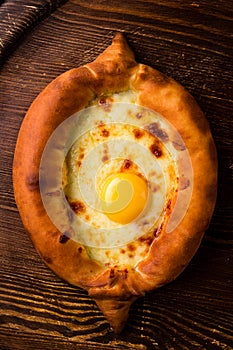 Adjarian Khachapuri with cheese and egg