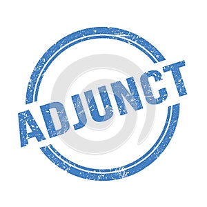 ADJUNCT text written on blue grungy round stamp