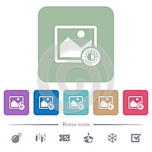 Adjust image saturation flat icons on color rounded square backgrounds