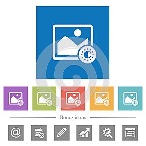 Adjust image saturation flat white icons in square backgrounds