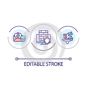 Adjust spam filters loop concept icon