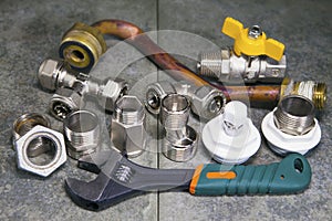 Adjust wrench power grip and elements of water and gas shutoff valves
