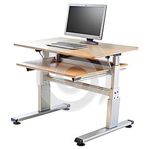 Adjustable computer desk isolated on transparent background