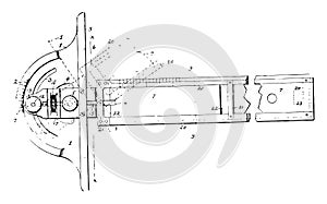 Adjustable Drafting T to Square cross member can be adjusted and secured vintage engraving