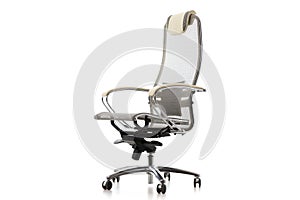 Adjustable gray steel chair for office or home usage. Isolated on white modern furniture object