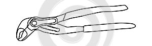 Adjustable pipe construction pincers. Vector drawing