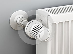 Adjustable radiator thermostat. 3D illustration