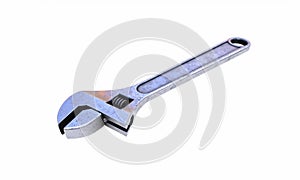 Adjustable wrench 3d render isolated on white background without a shadow