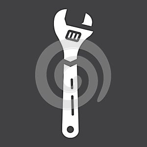 Adjustable wrench glyph icon, build and repair