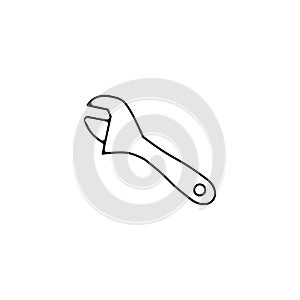 Adjustable wrench thin line icon. Adjustable wrench linear outline icon