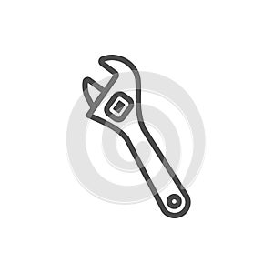 Adjustable wrench, vector construction and repair tool icon