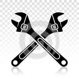 Adjustable wrench vector flat icons on a transparent background