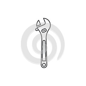 Adjustable wrench vector icon symbol tools isolated on white background
