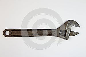 Adjustable wrench on white background