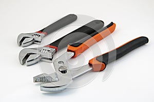 Adjustable wrench  on white background