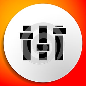 Adjuster, slider, tuner, fader bars with levers, knobs