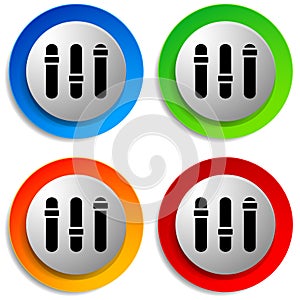 Adjuster, slider, tuner, fader bars with levers, knobs