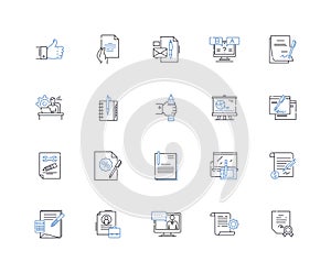 Adjusting line icons collection. Adapt, Align, Alter, Amend, Balance, Calibrate, Change vector and linear illustration