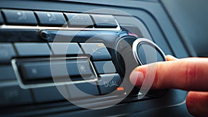 Adjusting temperature of air conditioner in car. Air heating adjustment in car