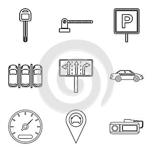 Adjustment icons set, outline style