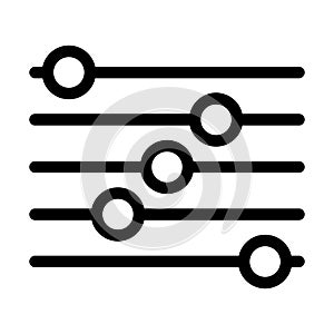 Adjustment parameters icon, settings filter button, regulation control panel