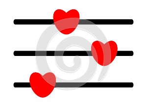 Adjustment red heart button icon on white background