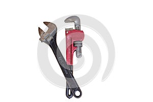 Adjustment wrenches on isolated white background