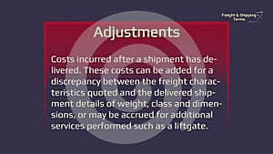 Adjustments - freight and shipping terms. The forwarding and logistics