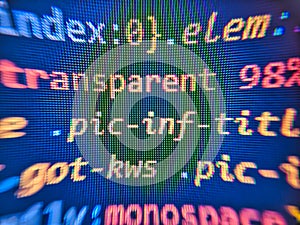 Admin access to data source. Writing programming website code on laptop. Programming code abstract background screen of software.