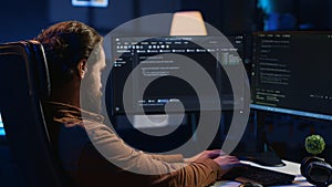 IT admin brainstorming ways of fixing database errors, working from home