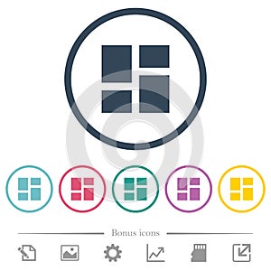 Admin dashboard panels flat color icons in round outlines