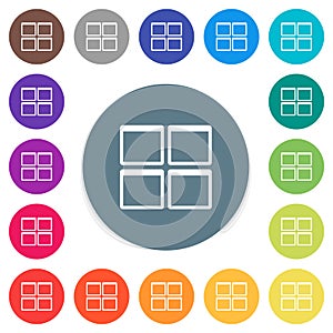 Admin dashboard panels flat white icons on round color backgrounds