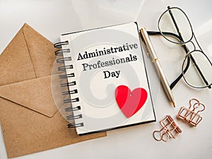 Admin Day Greeting Card. Close-up, view from above