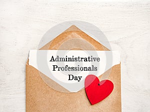 Admin Day Greeting Card. Close-up, view from above photo