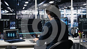 Admin in high tech data center coding with machine learning generative AI