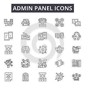 Admin panel line icons. Editable stroke signs. Concept icons: dashboard, technology, network, website, kpi etc. Admin
