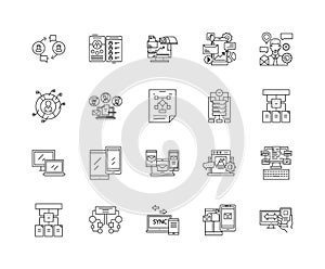 Admin panel line icons, signs, vector set, outline illustration concept