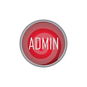 Admin red button sign. Vector illustration on white background.