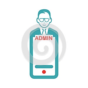 Admin sign on smartphone screen vector illustration.